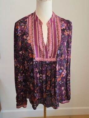 Current Air Floral Boho Blouse in Purple, Pink & Orange